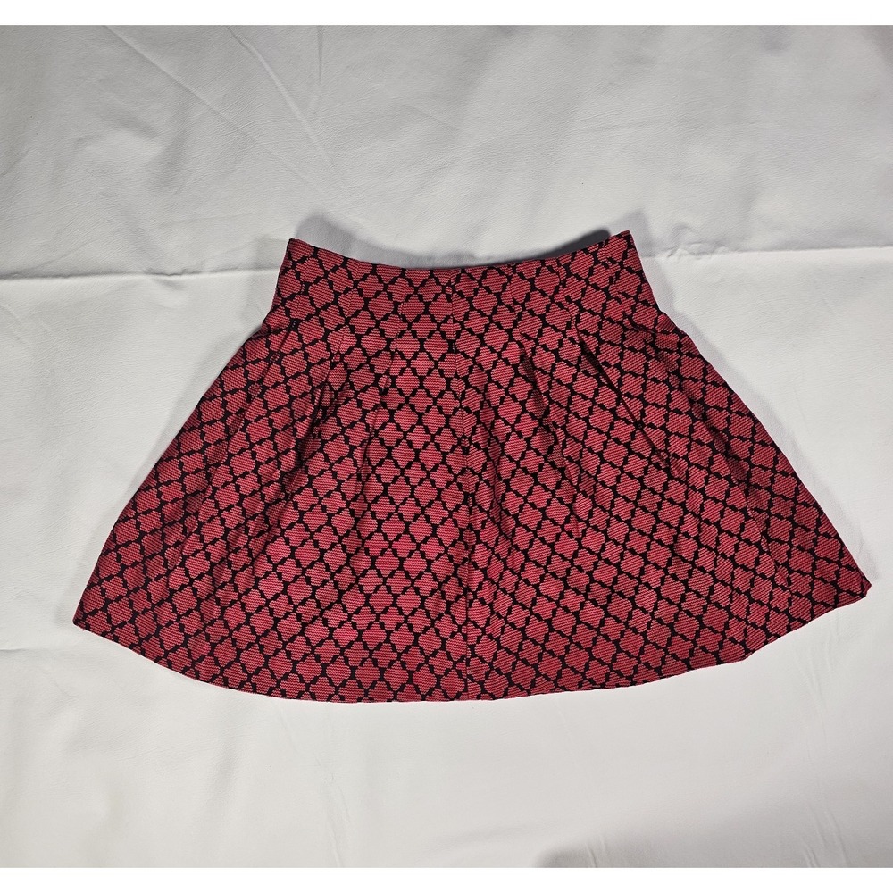 Banana Republic Women's Size 2 Red Black Textured Flare Skater Skirt